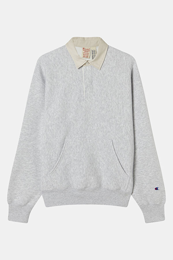 Açık Gri Relax Kalıp Polo Yaka Sweatshirt 3