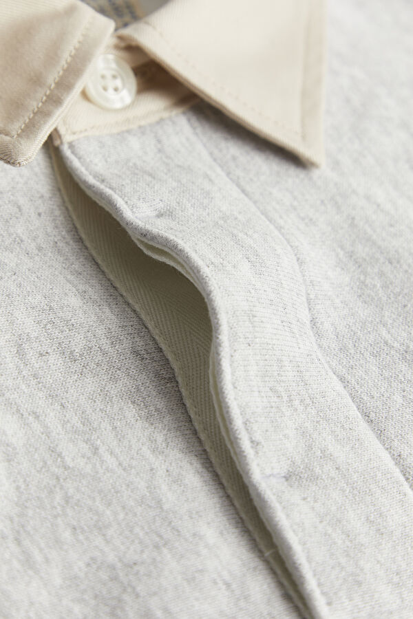 Açık Gri Relax Kalıp Polo Yaka Sweatshirt 7