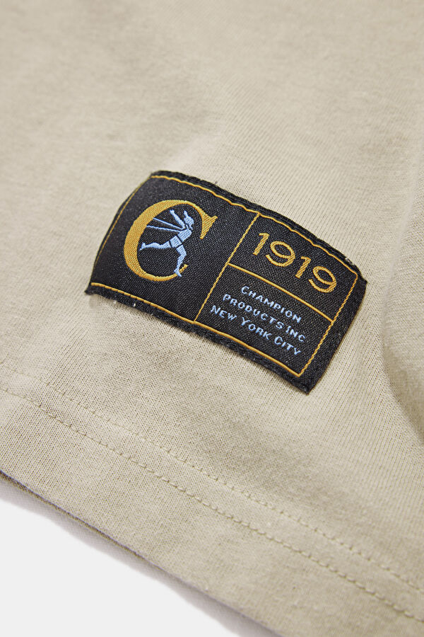 Oversize Bej Bisiklet Yaka Nakışlı T-Shirt 5