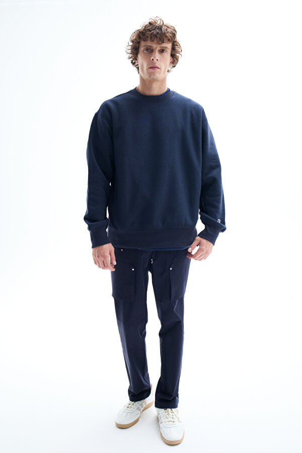 Lacivert Bisiklet Yaka Sweatshirt