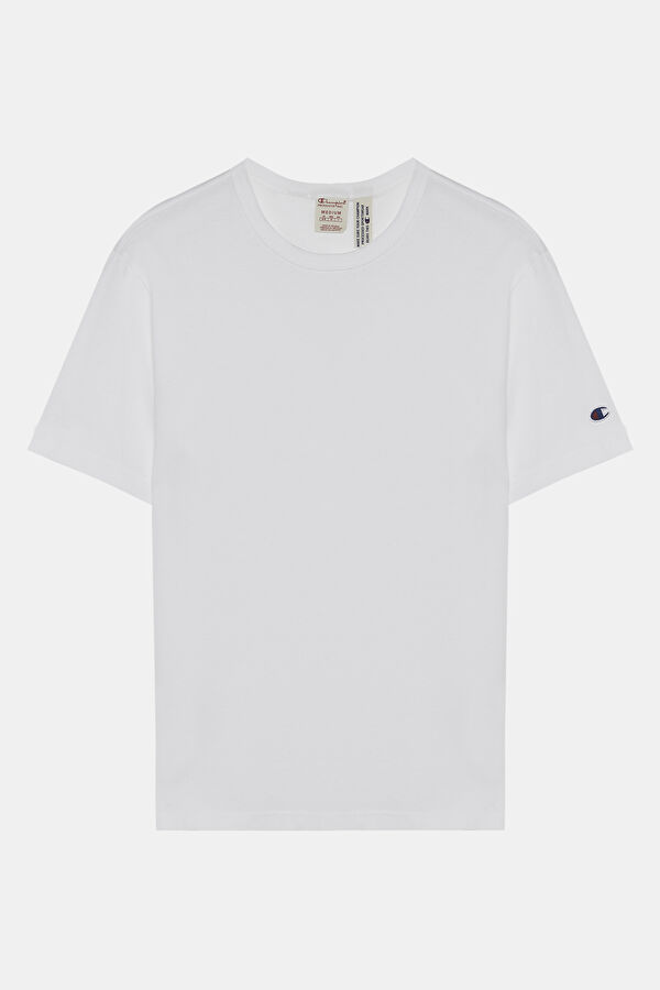 Beyaz Bisiklet Yaka T-Shirt