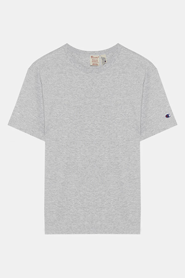 Açık Gri Bisiklet Yaka T-Shirt