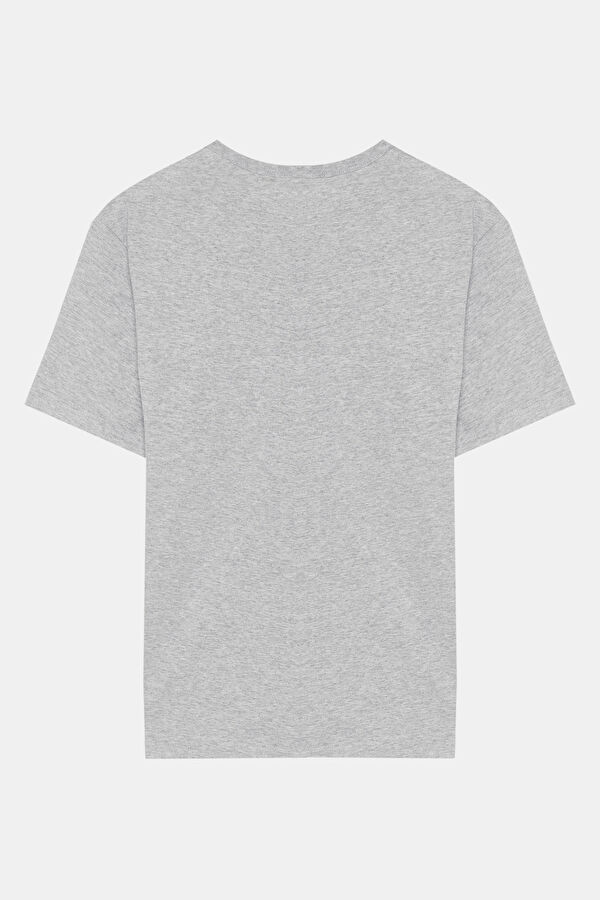 Açık Gri Bisiklet Yaka T-Shirt 2