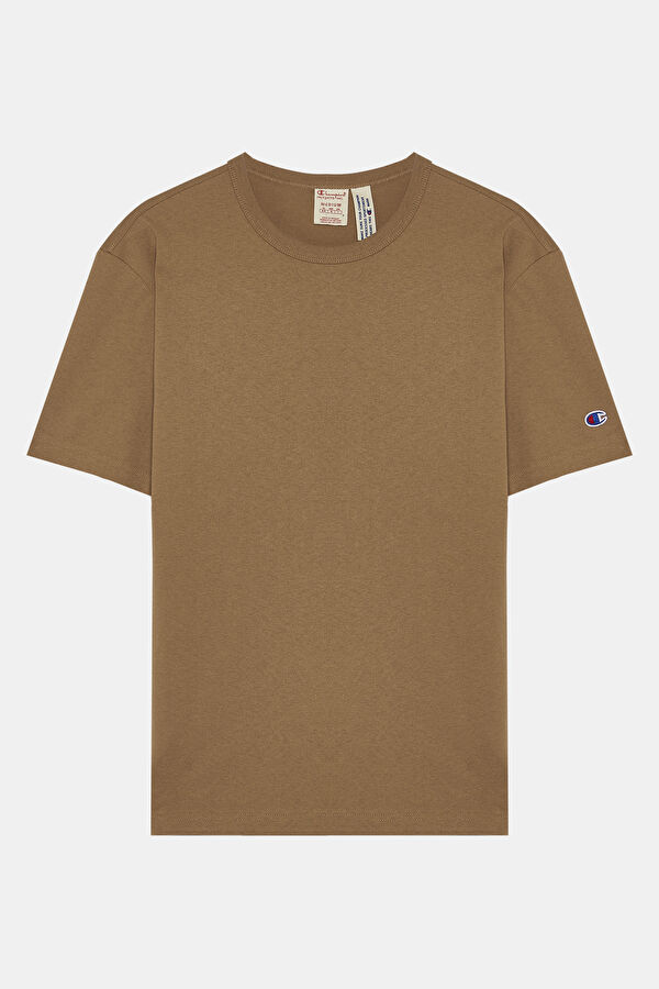 Açık Kahve Bisiklet Yaka T-Shirt