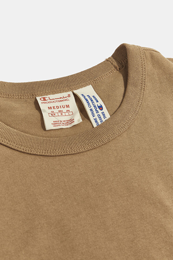 Açık Kahve Bisiklet Yaka T-Shirt 3