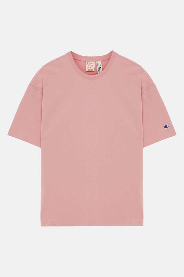 Oversize Açık Pembe Bisiklet Yaka T-Shirt