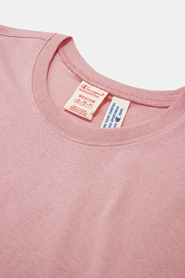 Oversize Açık Pembe Bisiklet Yaka T-Shirt 3