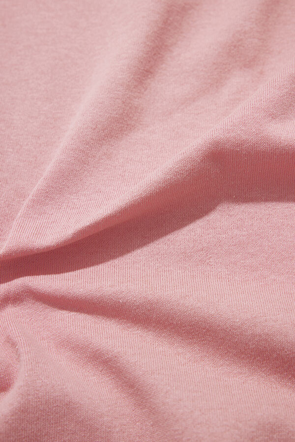 Oversize Açık Pembe Bisiklet Yaka T-Shirt 4