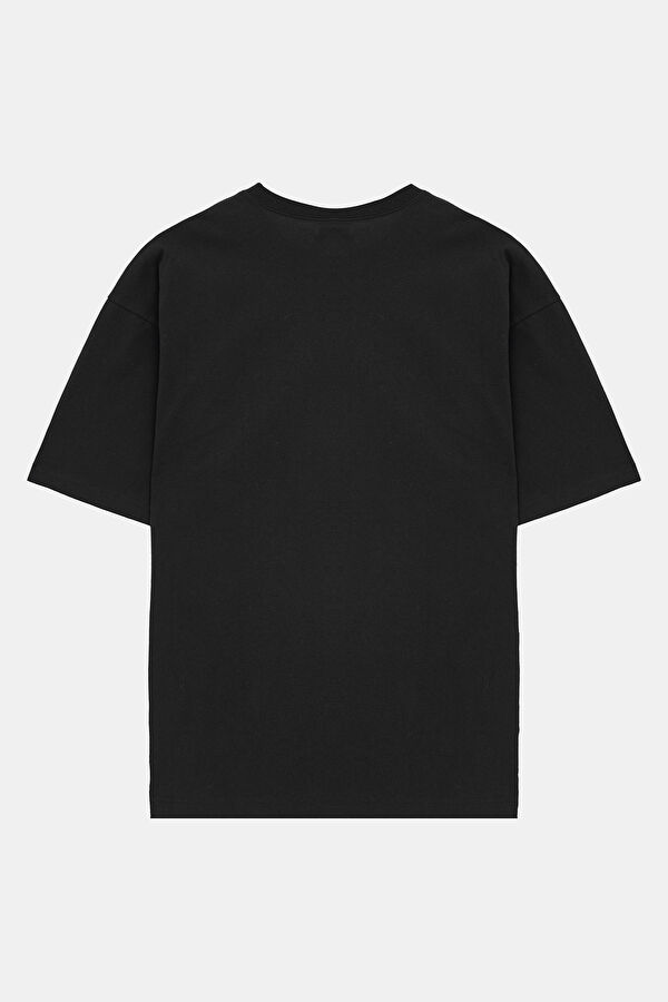 Oversize Siyah Bisiklet Yaka T-Shirt 2
