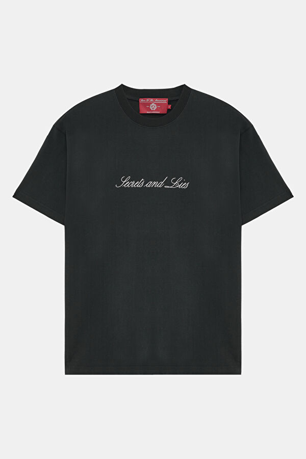Relax Mold Black Crew Neck Printed T-Shirt