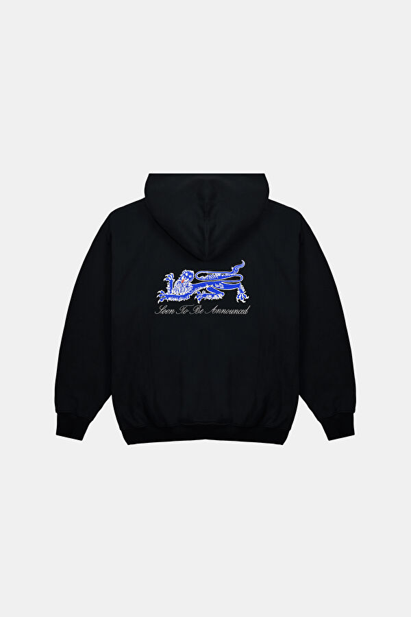 Siyah Relax Kalıp Kapuşonlu Erkek Sweatshirt 2
