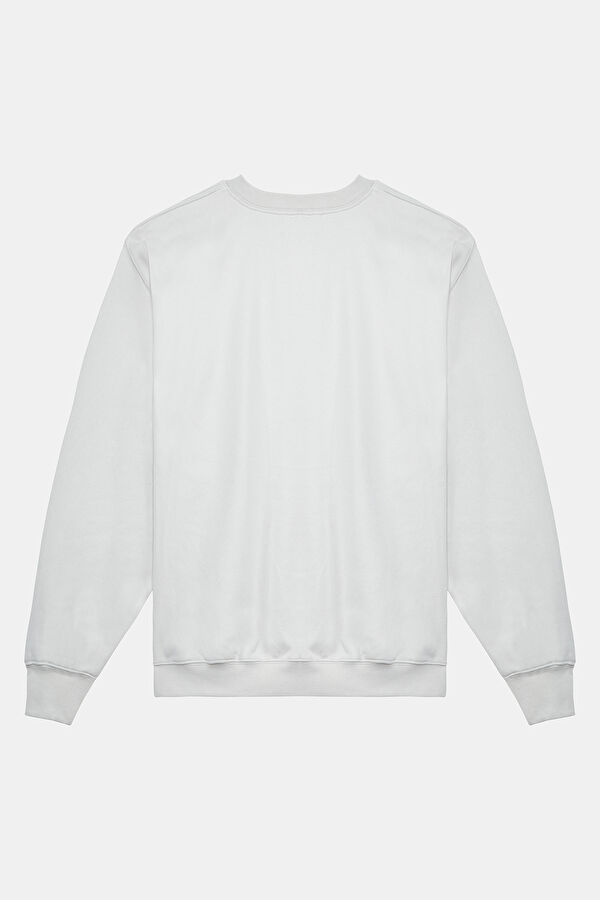 Ekru Relax Kalıp Bisiklet Yaka Sweatshirt 2