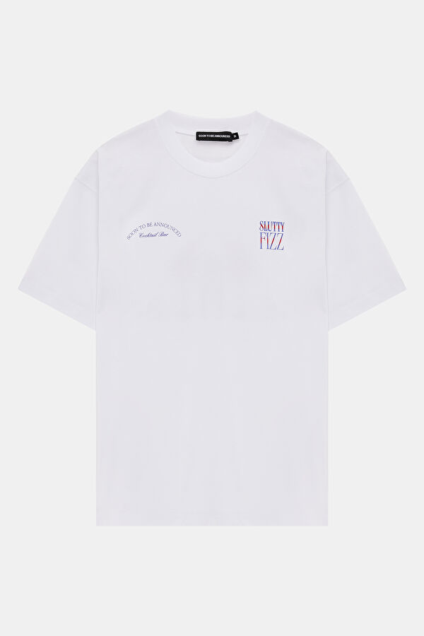 Relax Fit White Bicycle Collar Printed Tshirt