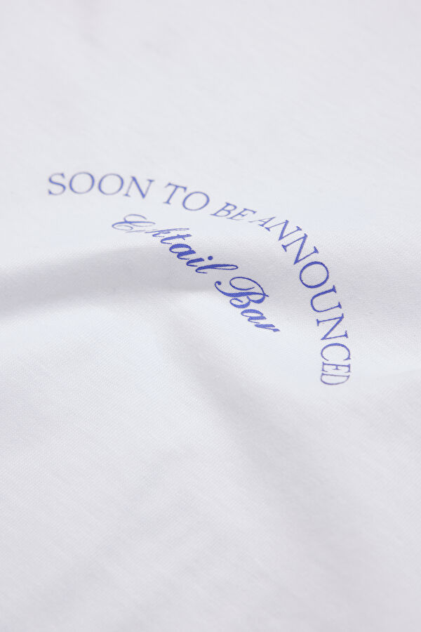 Relax Fit White Bicycle Collar Printed Tshirt 5