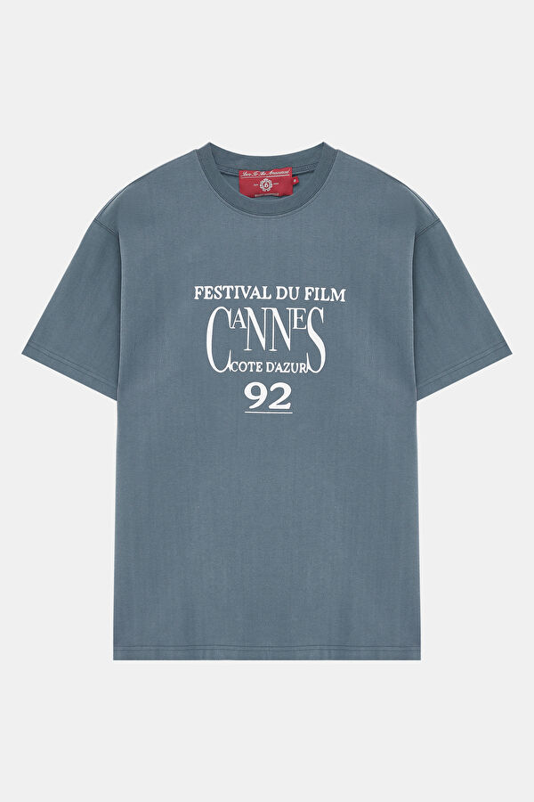 Relax Mold Petrol Crew Neck Printed T-Shirt