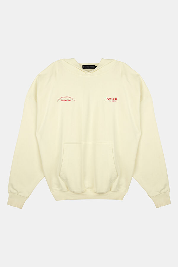 Ekru Relax Kalıp Kapuşonlu Sweatshirt
