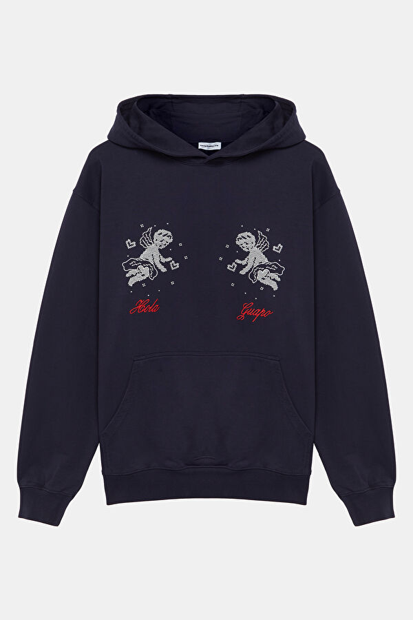 Lacivert Kapüşonlu Erkek Sweatshirt 3