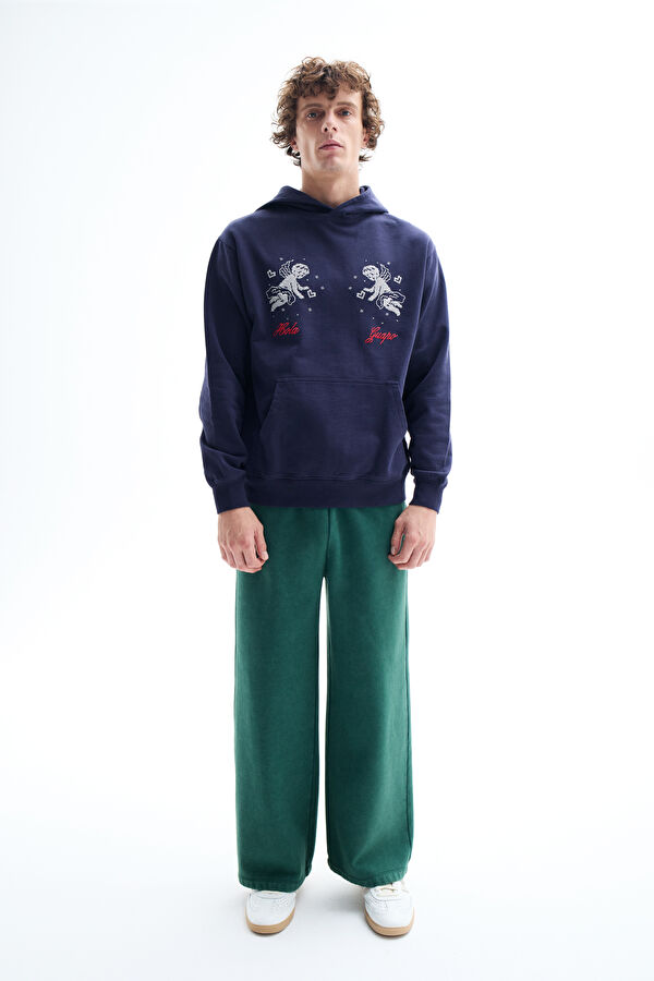 Lacivert Kapüşonlu Erkek Sweatshirt