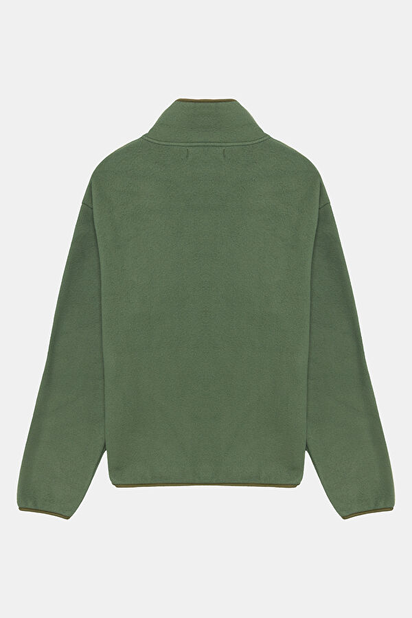 Haki Dik Yaka Erkek Sweatshirt 2