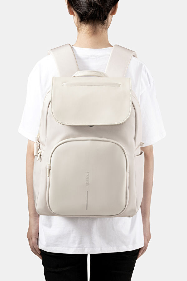 Bobby Soft Daypack Hırsızlık Önleyici Beyaz Sırt Çantası 5