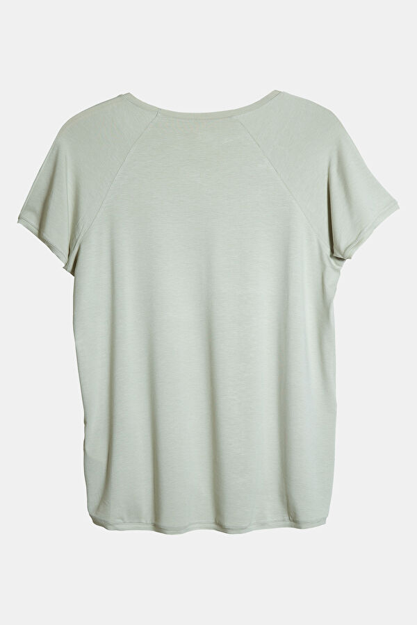 Relax Kalıp Açık Yeşil V Yaka T-Shirt 2