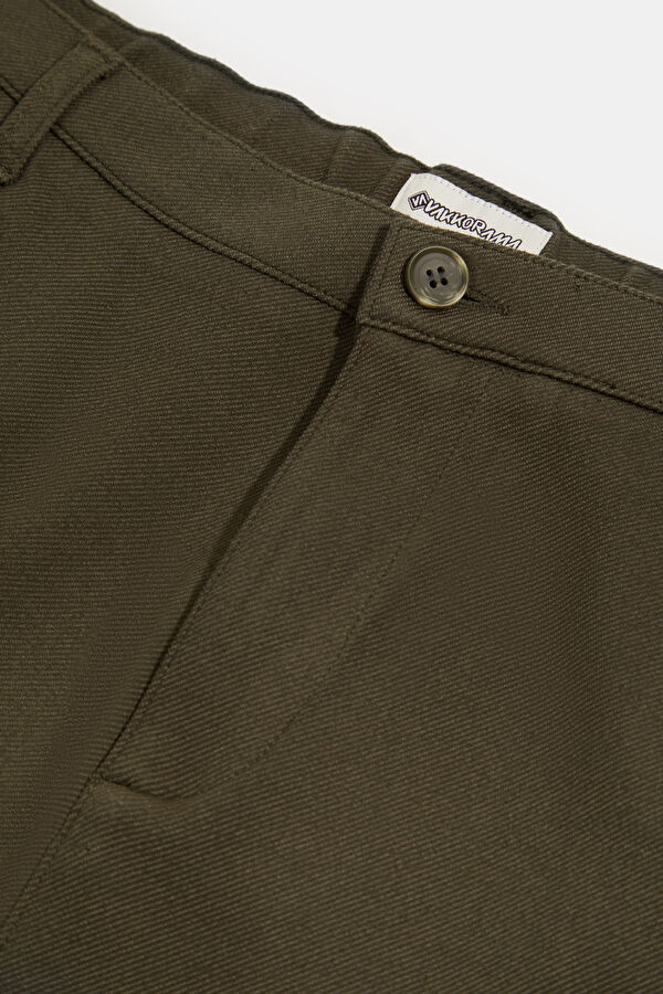 Khaki Straight Leg Viscose Men's Trousers 3