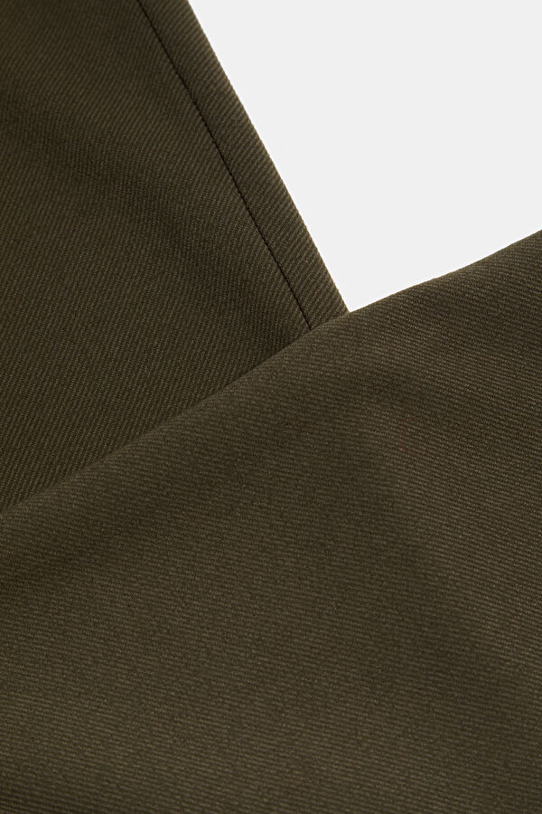 Khaki Straight Leg Viscose Men's Trousers 4