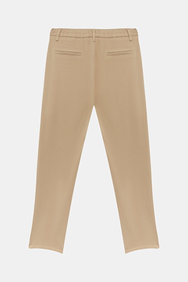 Beige Straight Leg Viscose Men's Trousers 4