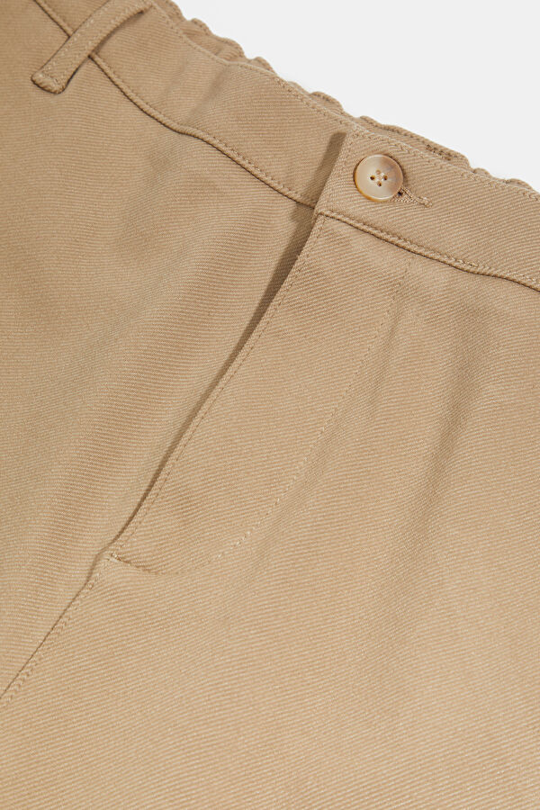 Beige Straight Leg Viscose Men's Trousers 5