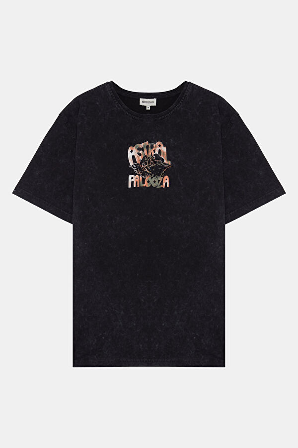 Anthracite Crew Neck Printed Men's T-Shirt