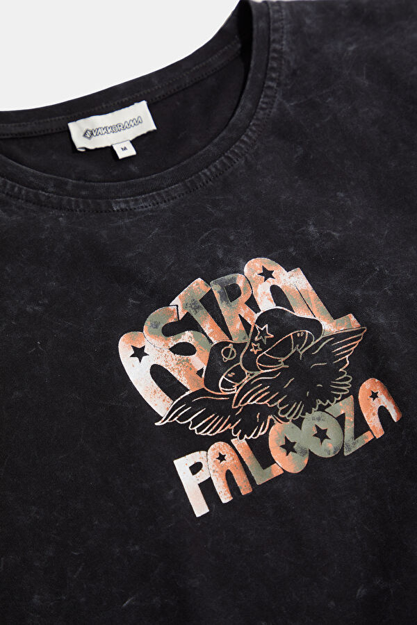 Anthracite Crew Neck Printed Men's T-Shirt 3