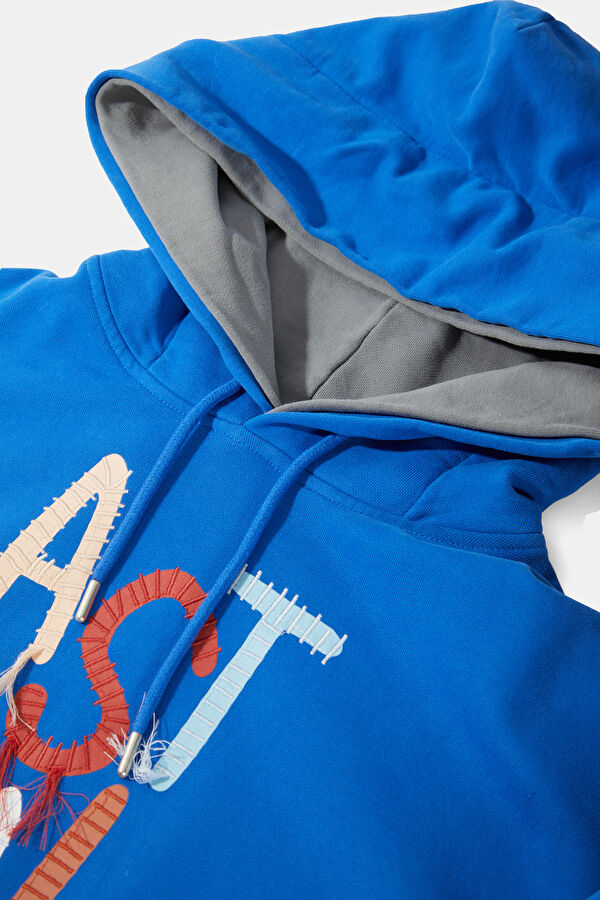 Mavi Kapuşonlu Erkek Sweatshirt 3