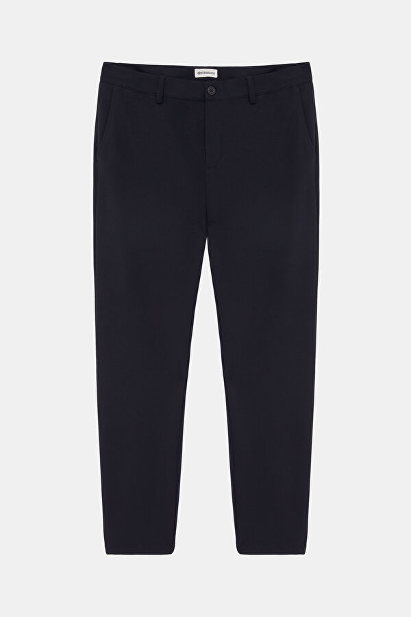 Navy Blue Straight Leg Viscose Men's Trousers
