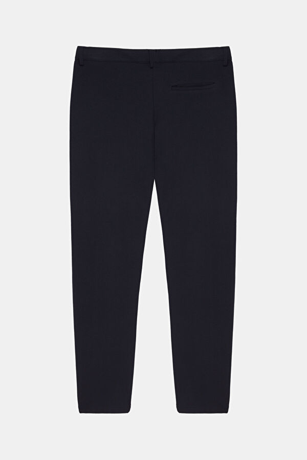 Navy Blue Straight Leg Viscose Men's Trousers 2