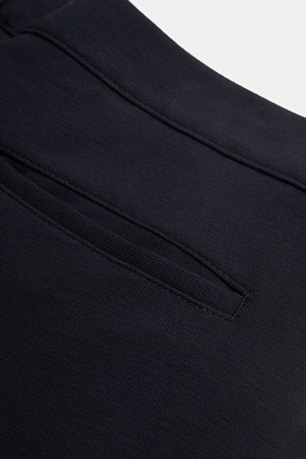Navy Blue Straight Leg Viscose Men's Trousers 4