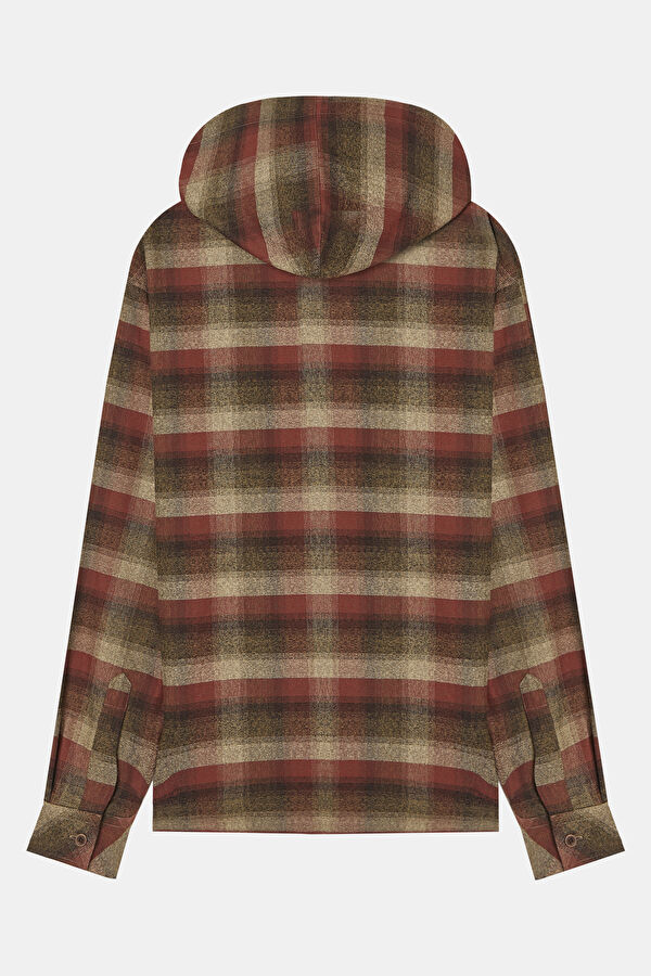 Relax Fit Multicolored Plaid Hooded Men's Shirt 4