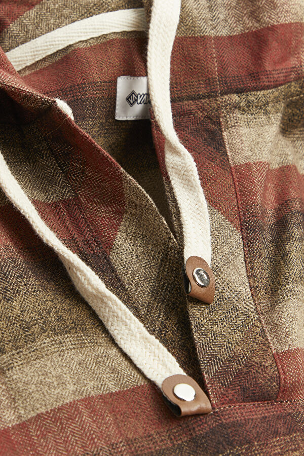 Relax Fit Multicolored Plaid Hooded Men's Shirt 5