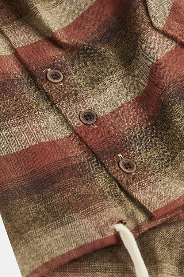 Relax Fit Multicolored Plaid Hooded Men's Shirt 7