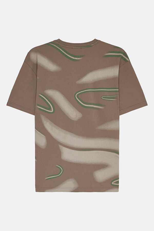 Coffee-colored crew neck men's T-shirt 4