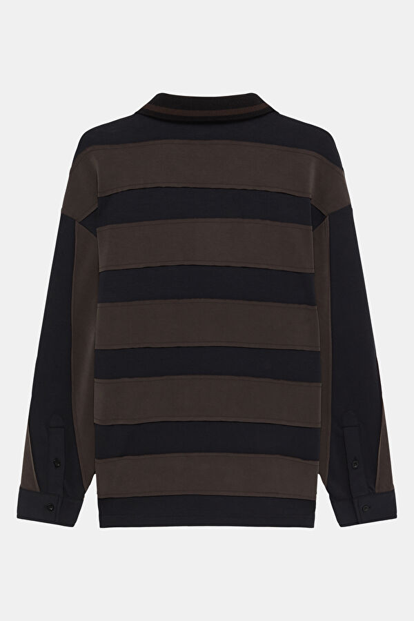 Siyah Polo Yaka Erkek Sweatshirt 2