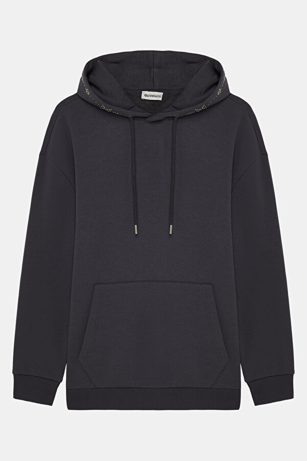 Füme Kapüşonlu Erkek Sweatshirt