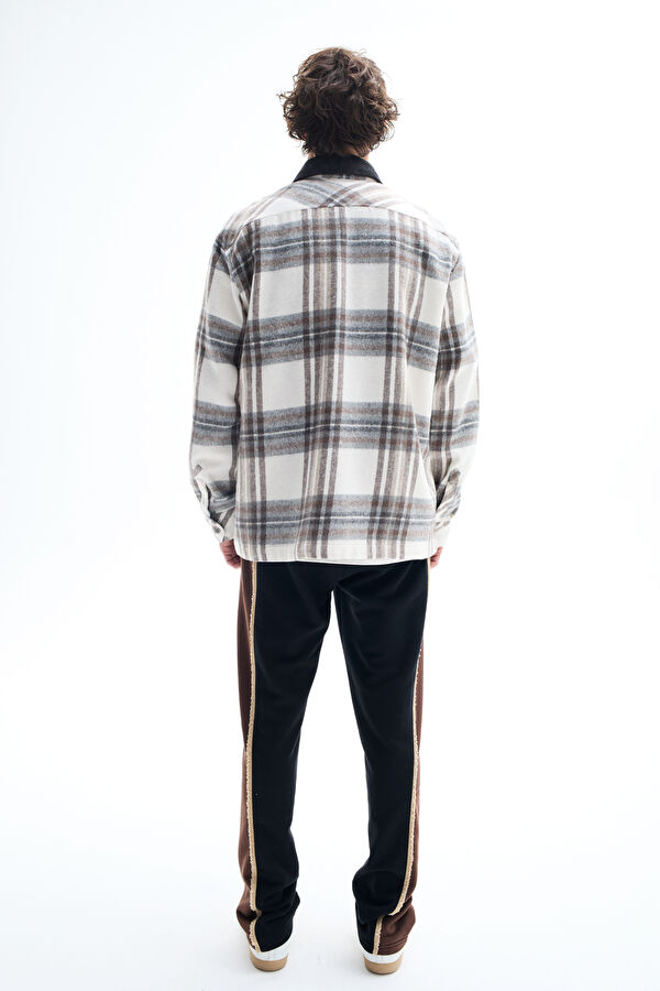 Relax Fit Ecru Plaid Regular Men's Shirt 2