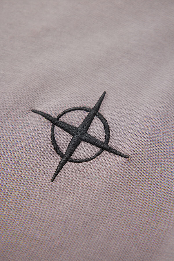 Gray Crew Neck Embroidered T-Shirt 4