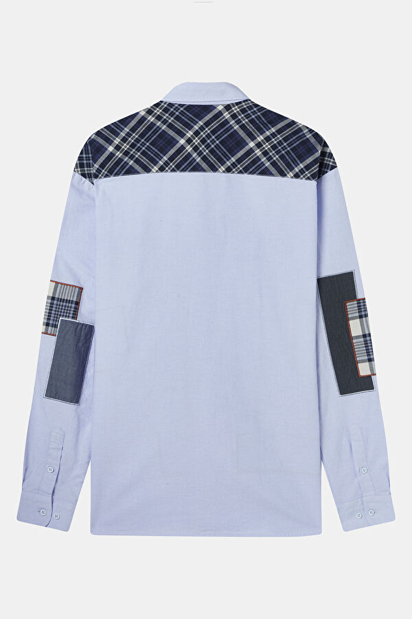 Relax Fit Blue Regular Fit Men's Shirt with Trim Details 2