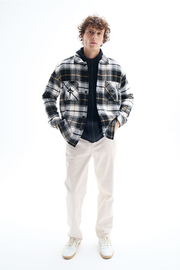 Relax Fit Black Plaid Regular Men's Shirt