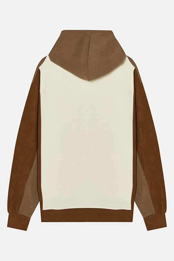 Ekru Kapüşonlu Erkek Sweatshirt 4