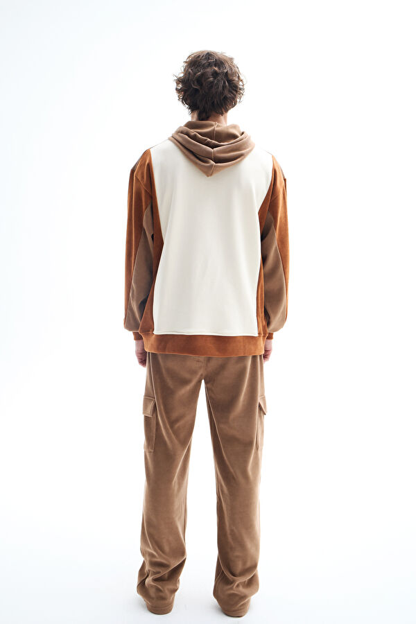 Ekru Kapüşonlu Erkek Sweatshirt 2