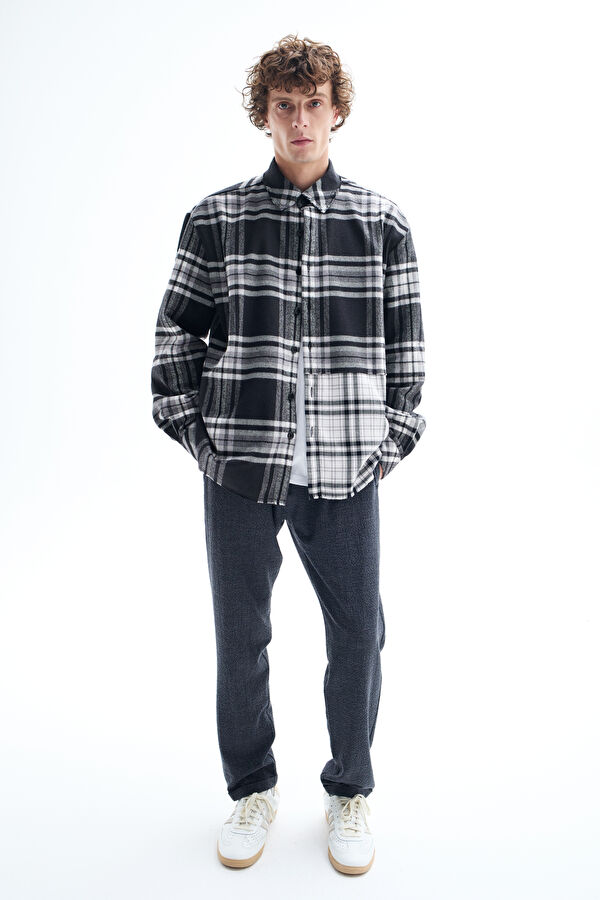 Relax Fit Black Plaid Regular Men's Shirt