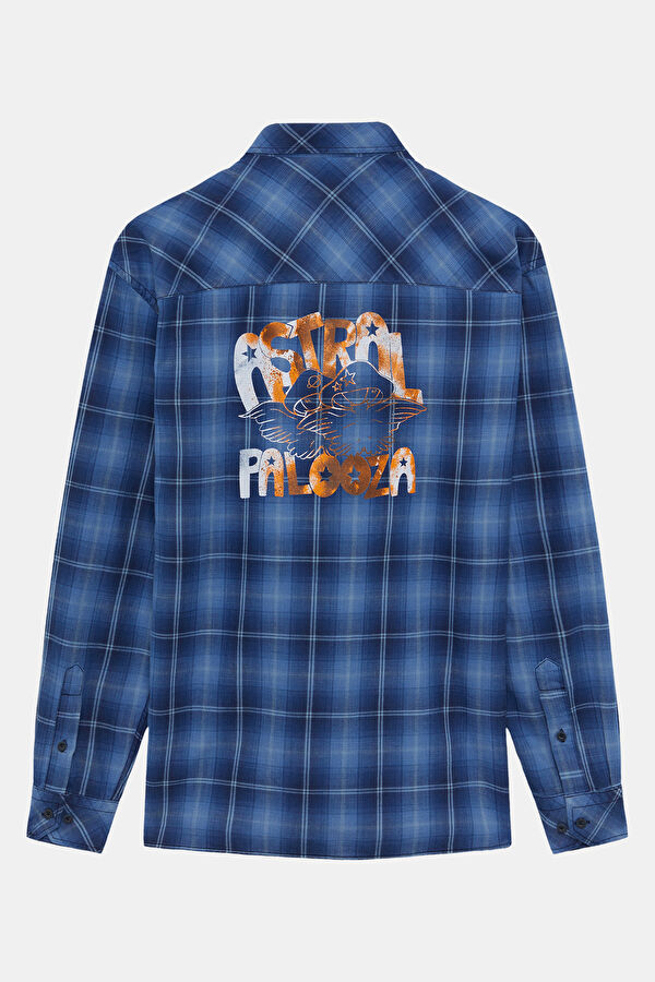 Relax Fit Indigo Plaid Regular Men's Shirt 2