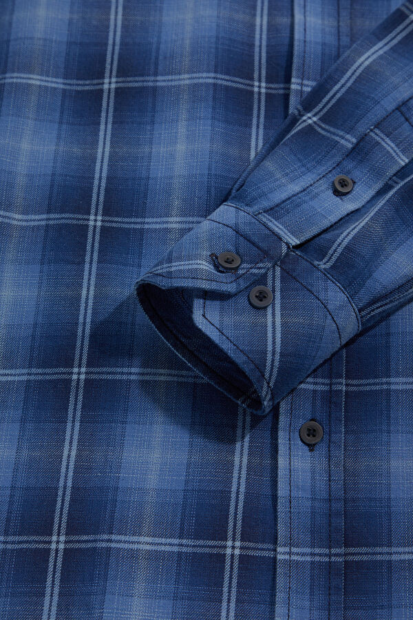 Relax Fit Indigo Plaid Regular Men's Shirt 4